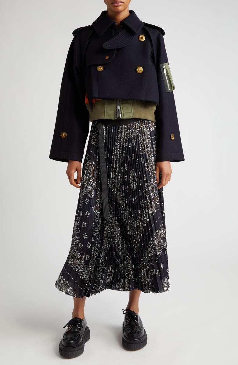 Sacai Melton Mixed Media Jacket, Alternate, color,