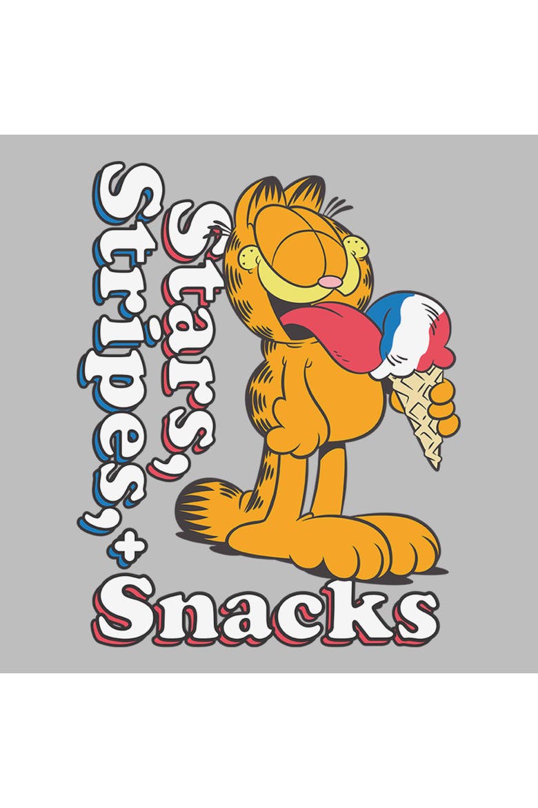Girl's Garfield Stars Stripes and Snacks  Graphic T-Shirt, Alternate, color, Athletic Heather