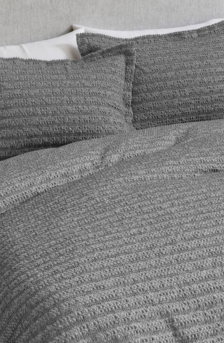 Woven & Weft Waffle Cotton Reversible Duvet & Sham Set, Alternate, color, Grey