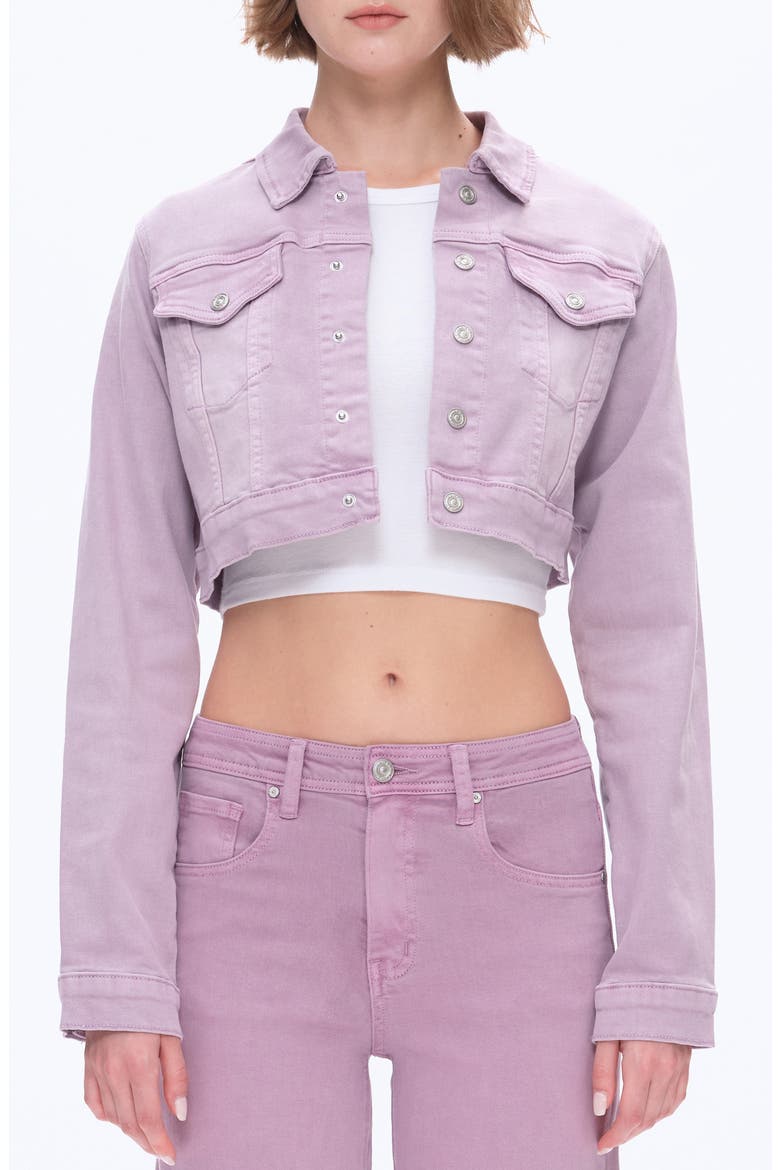 Flora Crop Denim Jacket, Main, color, PURPLE