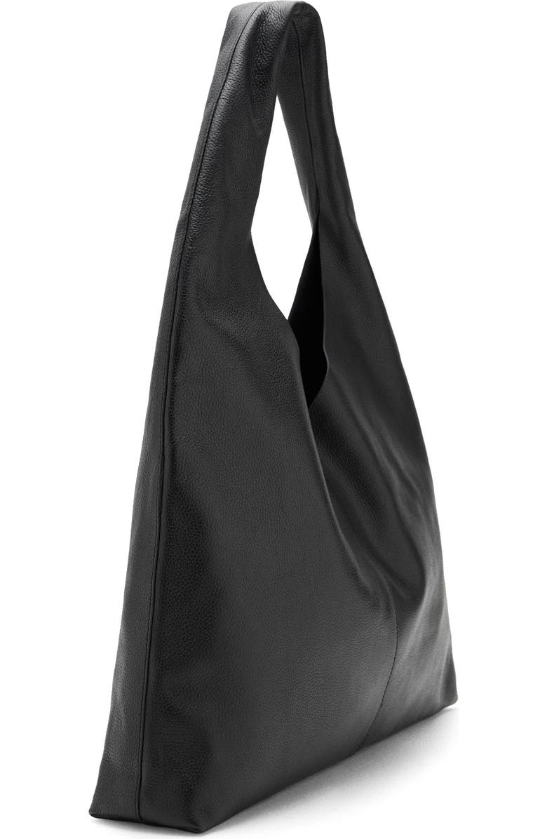 MANGO Leather Shoulder Bag, Main, color, Black