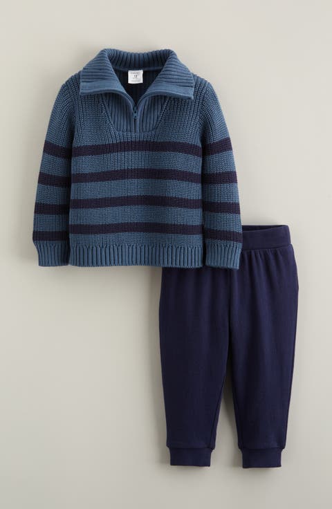 Stripe Quarter Zip Sweater & Joggers Set (Baby)