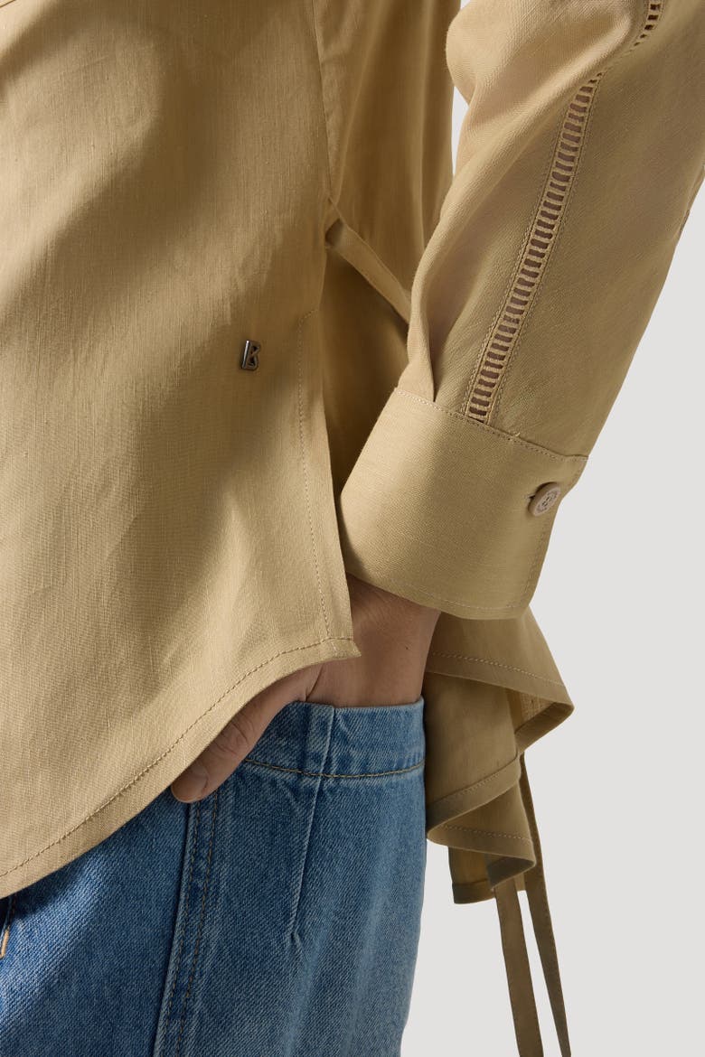 Catrina Linen Blend Blouse, Alternate, color, Camel