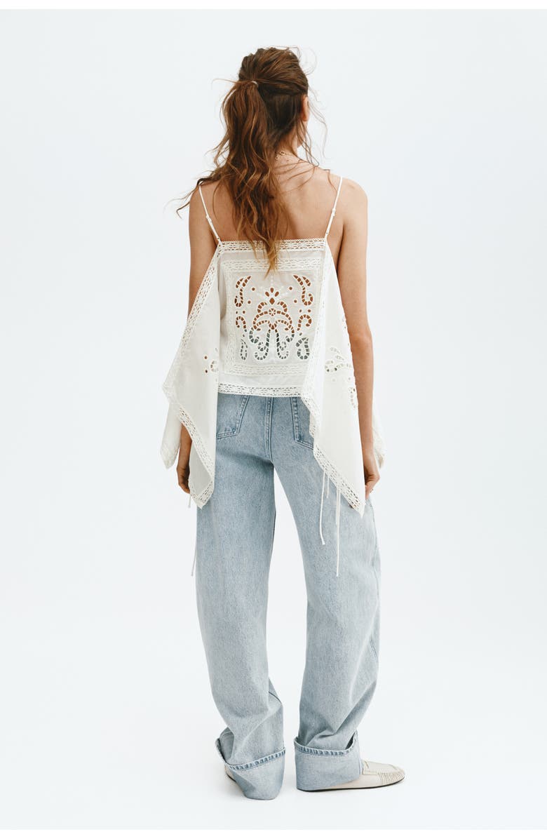 H&M Broderie Anglaise Strappy Top, Alternate, color, White