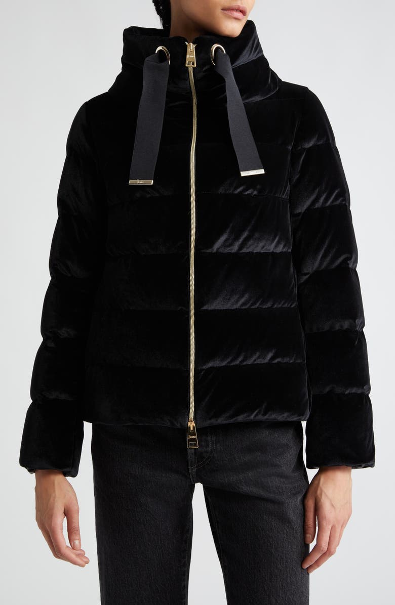 Herno Stretch Velvet Down Puffer Jacket, Main, color, 