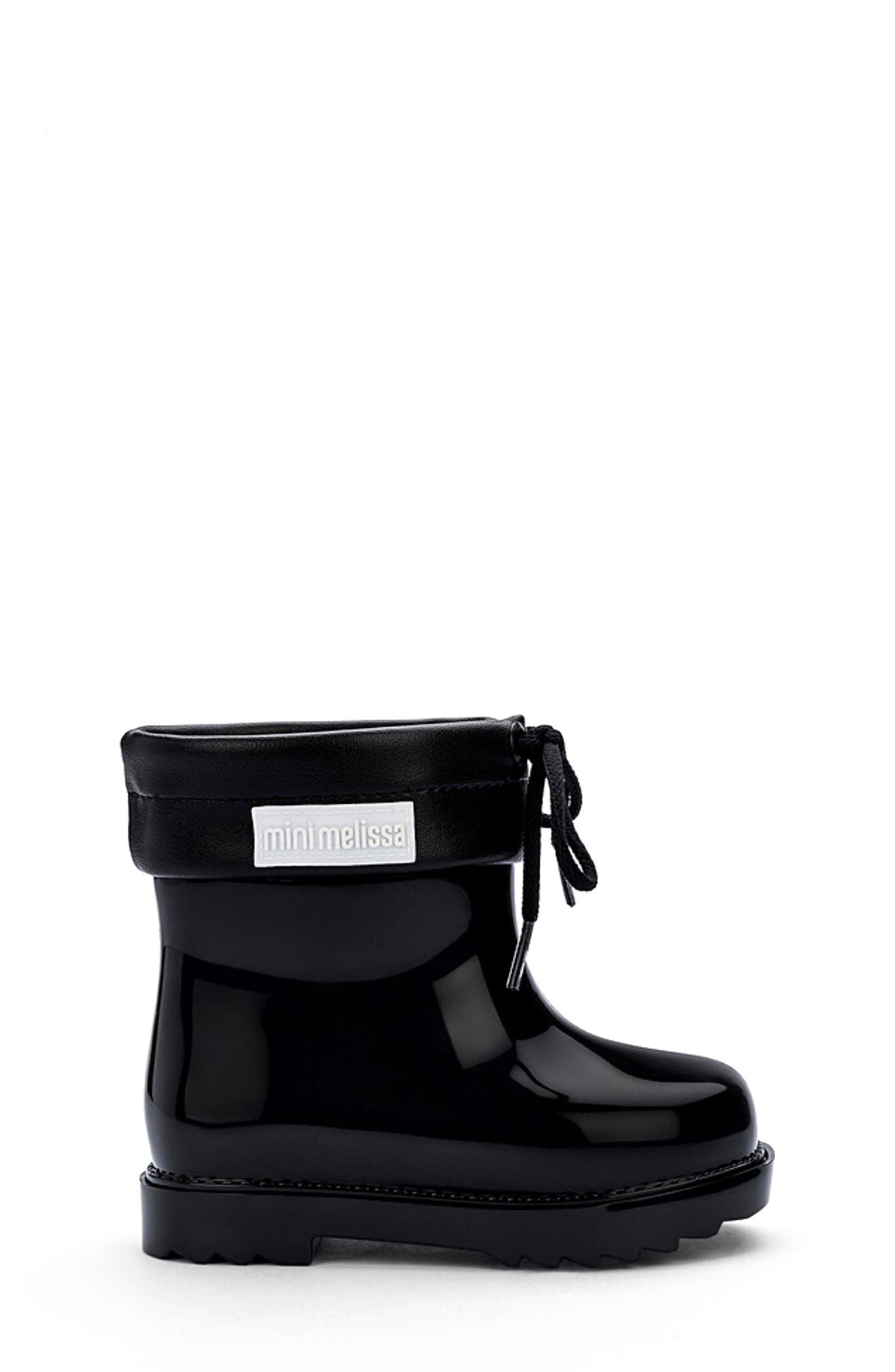 Mini Melissa Glitter Water Resistant Rain Bootie, Alternate, color, 