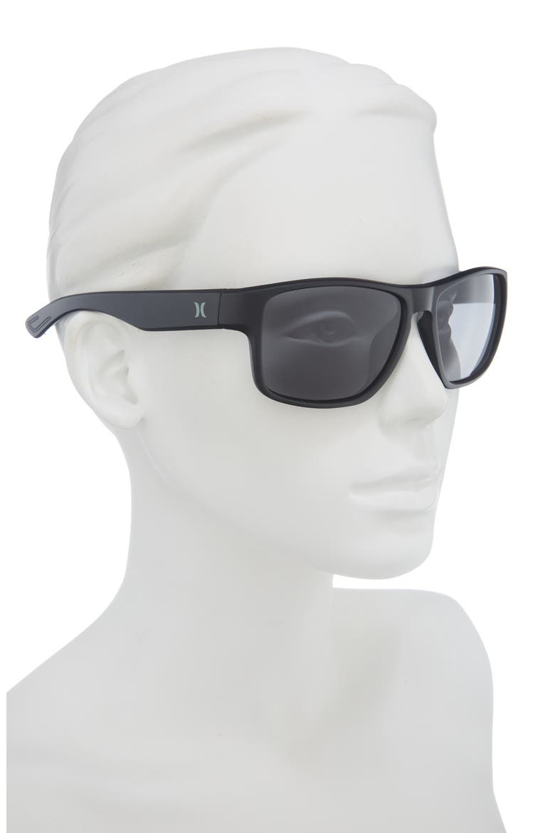 58mm Polarized Square Sunglasses, Alternate, color, MATTE BLACK/BLUE