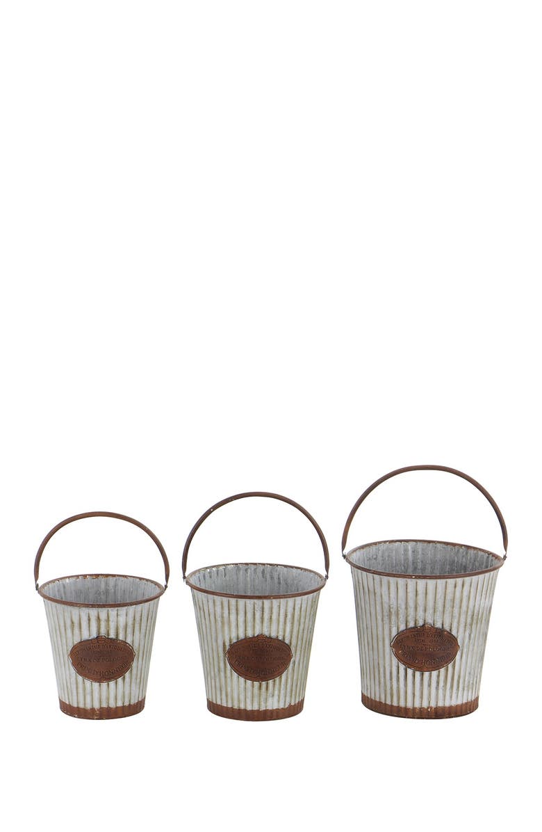 SONOMA SAGE HOME Silvertone Metal Indoor Outdoor Planter with Handles - Set of 3, Main, color, 