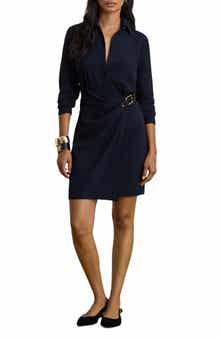 Buckle Trim Georgette Shirtdress