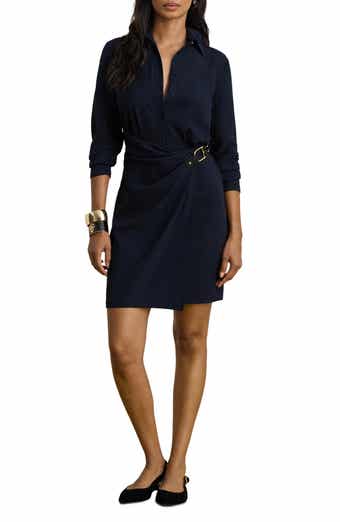 Buckle Trim Georgette Shirtdress