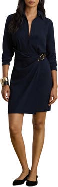 Lauren Ralph Lauren Buckle Trim Georgette Shirtdress