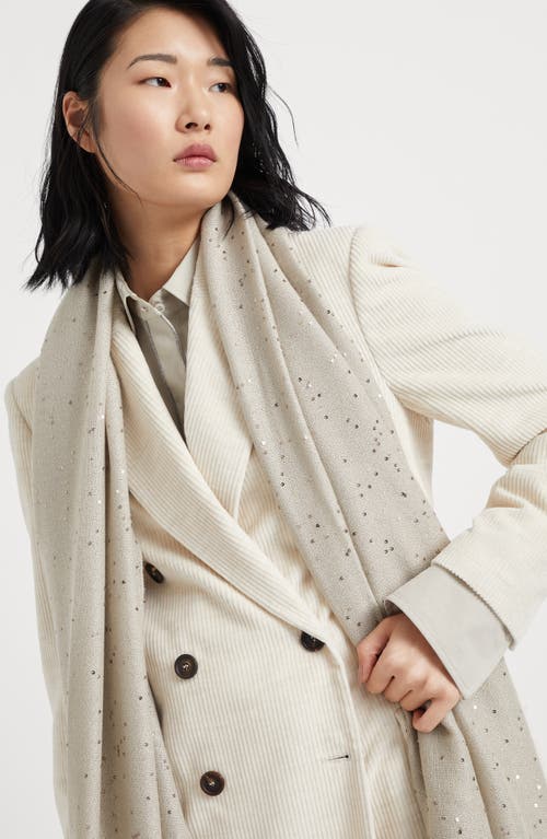 Brunello Cucinelli Cashmere And Silk Diamond Yarn Scarf In Sand