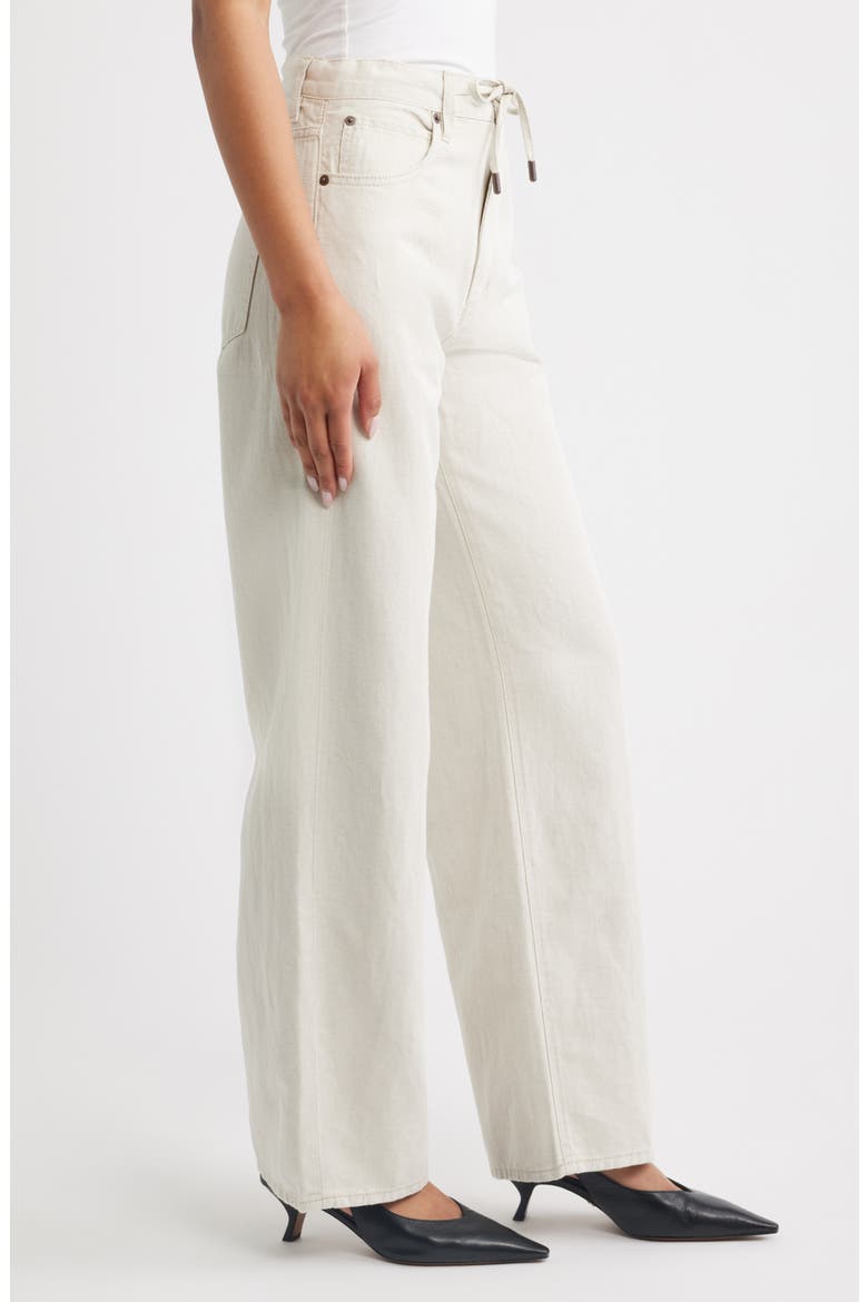 The Off Duty Drawstring Bow Cotton & Linen Jeans, Alternate, color, NATURAL ECRU