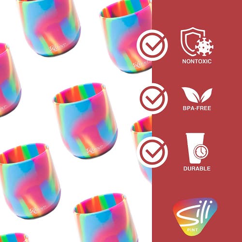 Silipint Silicone 12oz Stemless Wine Glasses 4 Pack Hippie Hops