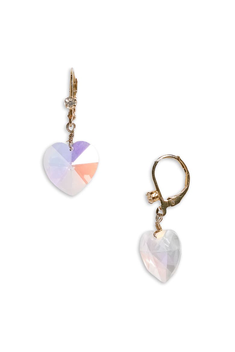 Heart Drop Earrings, Main, color, CRYSTAL