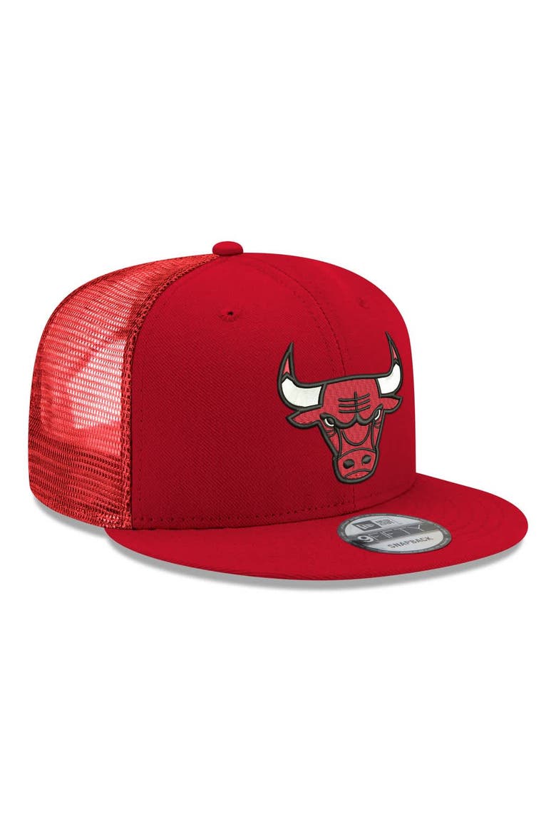 Men's New Era Red Chicago Bulls Core Logo Meshback 9FIFTY Snapback Hat, Alternate, color, Red