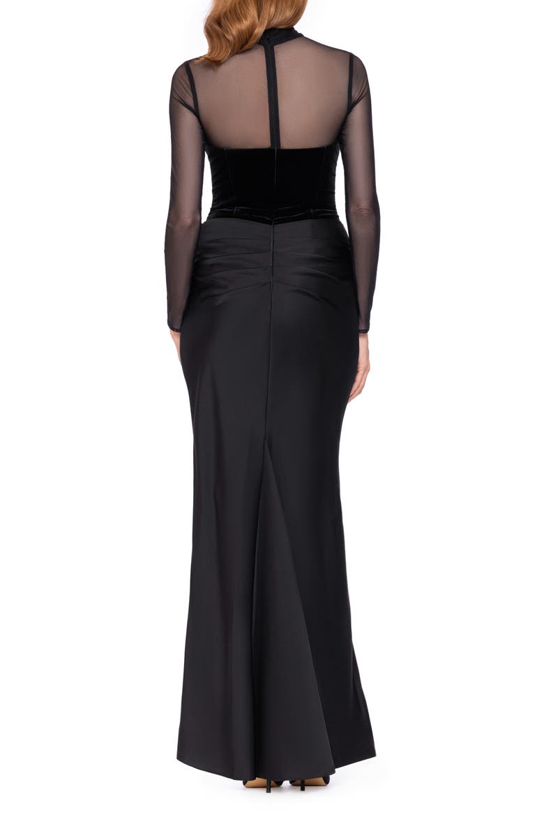 Long Sleeve Mixed Media Dress, Alternate, color, BLACK
