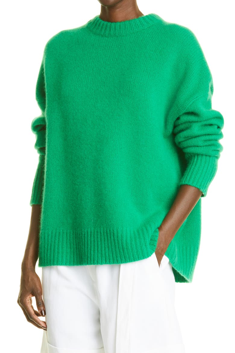 Crewneck Cashmere Sweater, Alternate, color, GREEN
