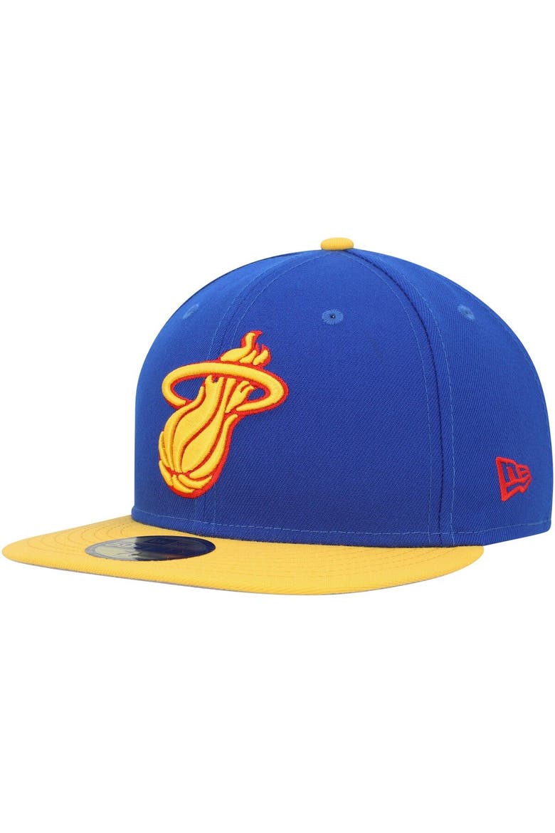 Men's New Era Blue Miami Heat Side Patch 59FIFTY Fitted Hat, Alternate, color, Blue
