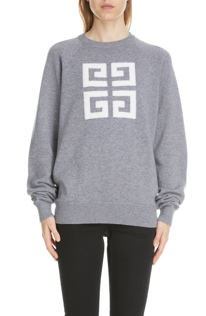 Givenchy 4G Logo Intarsia Cashmere Sweater, Main, color,