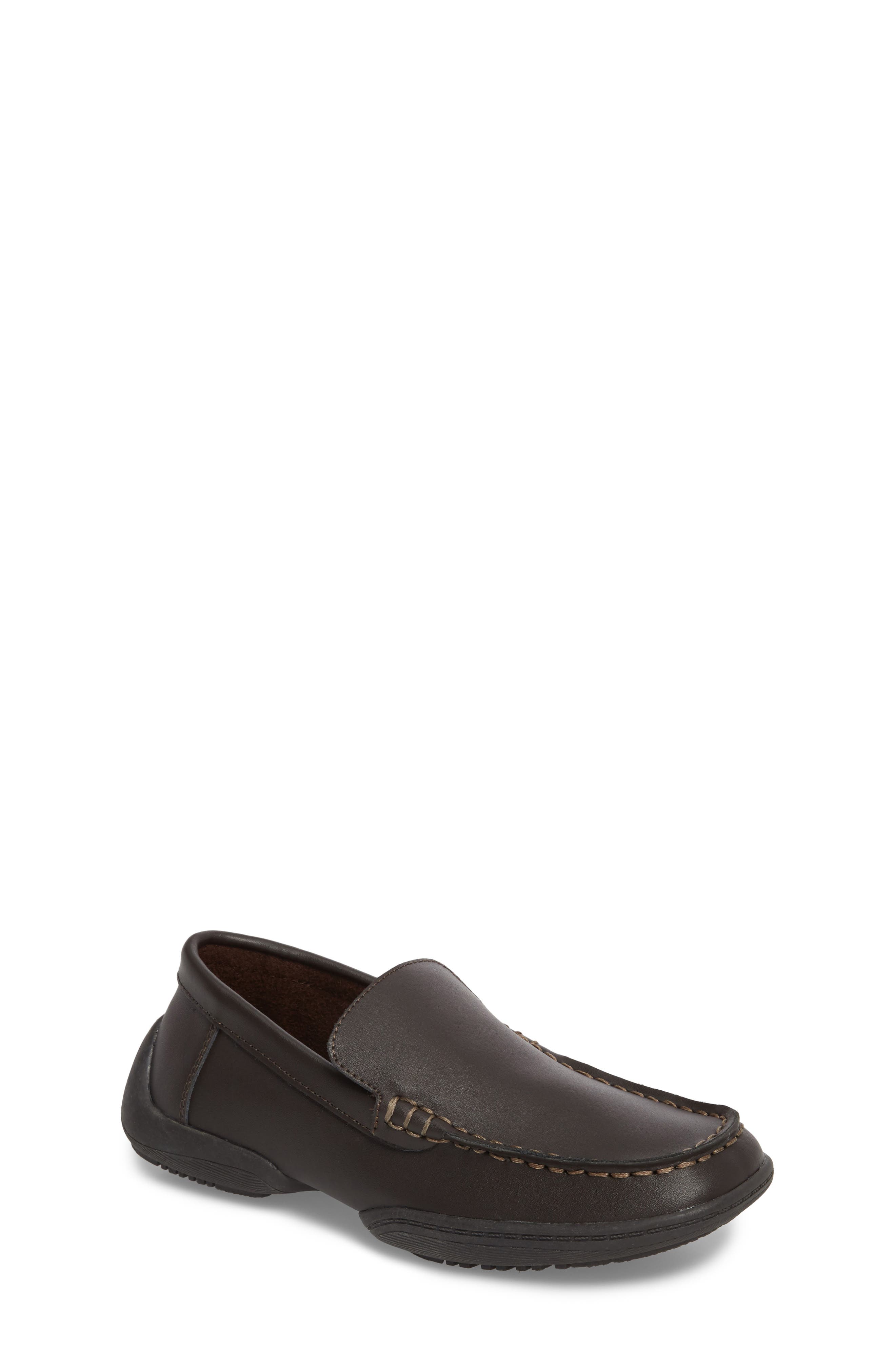 Driving Dime Moccasin, Main, color, DARK BROWN/BROWN
