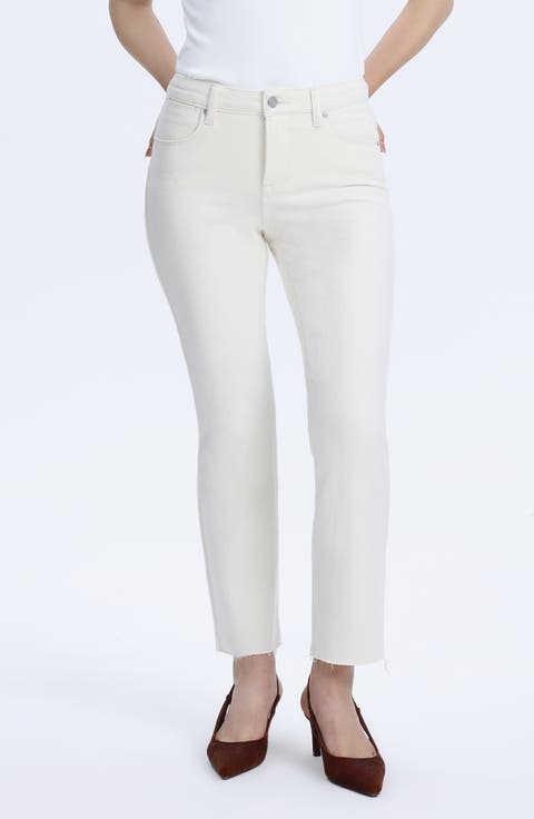 Raw Hem Crop Straight Leg Jeans