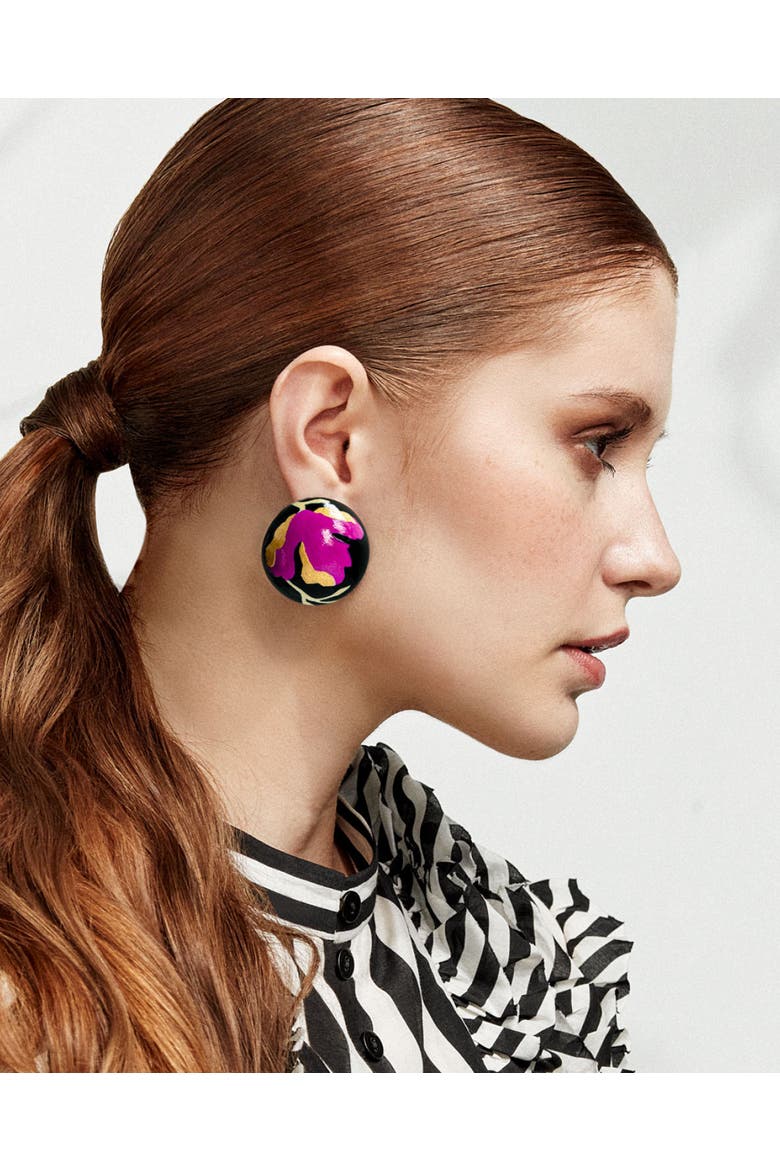 Gaia Floral Jumbo Earrings, Alternate, color, Fuchsia Nightfall
