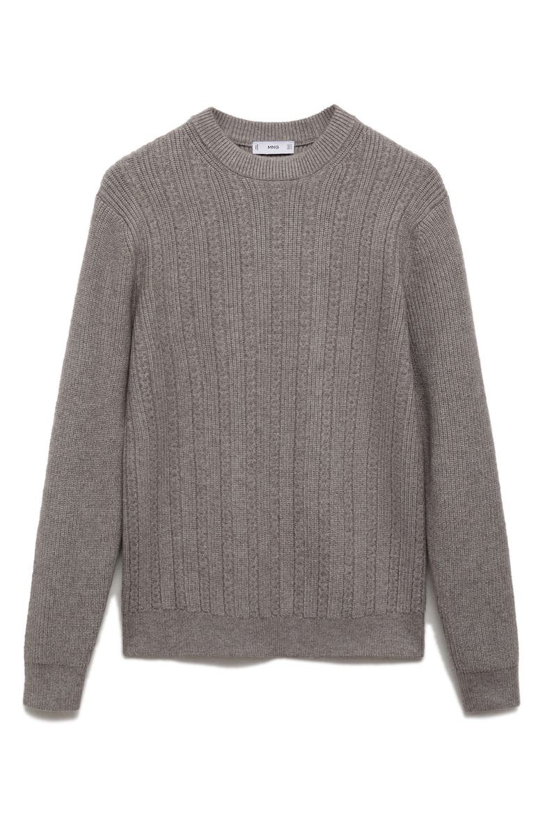 MANGO Combined Cable Knit Sweater, Alternate, color,