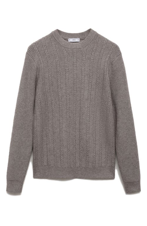 Mango Combined Cable Knit Sweater In Gray