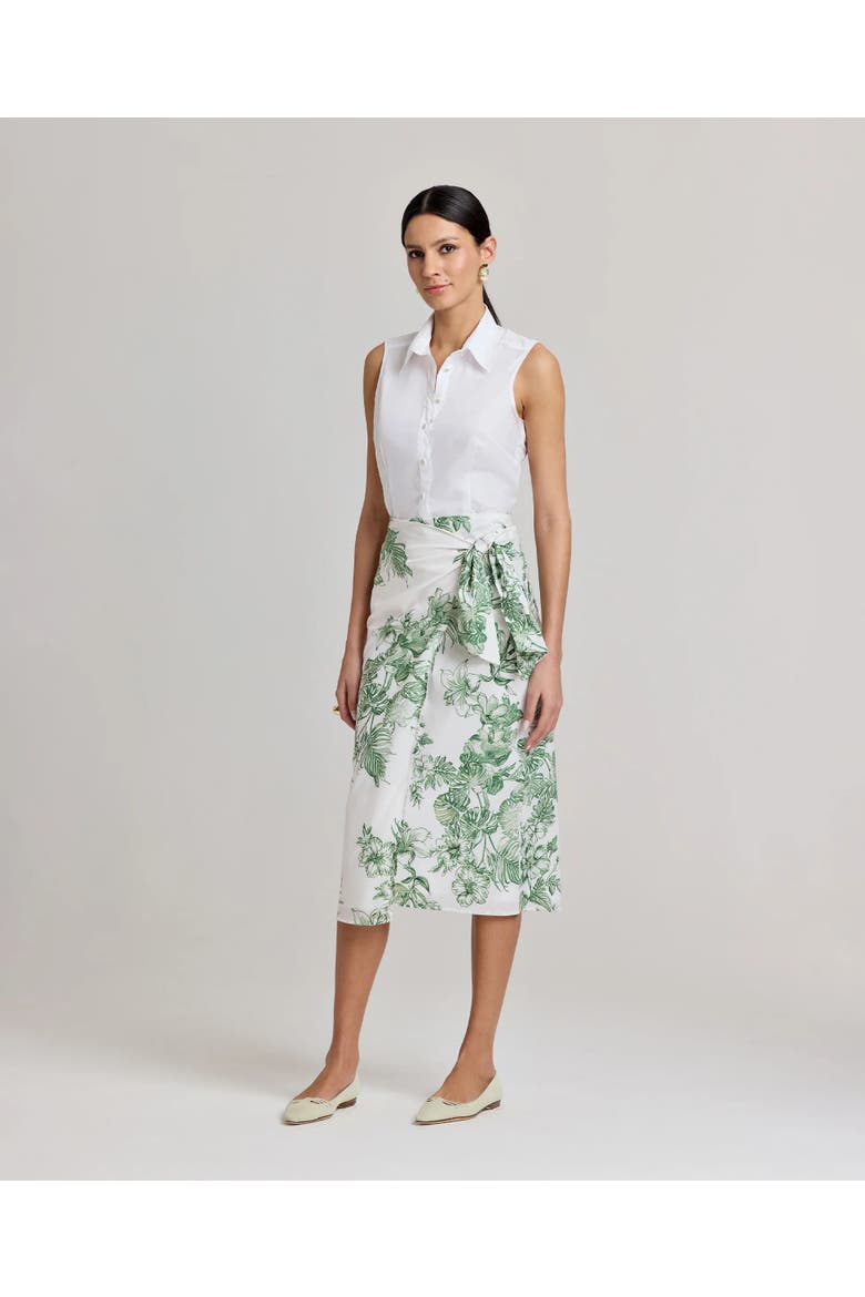Flora Cotton Tie Skirt, Alternate, color, Tropical Green Floral