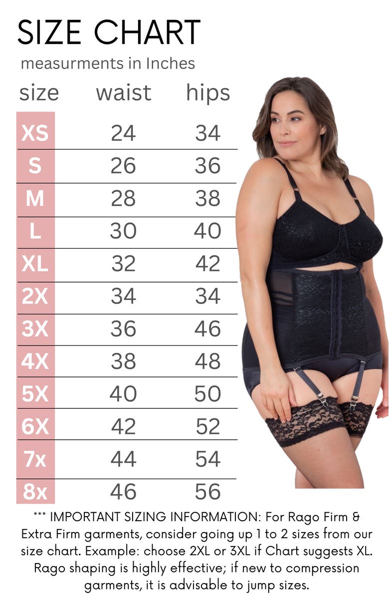 Rago Waist Trainer Girdle with Garters Firm Shaping, Alternate, color, Black