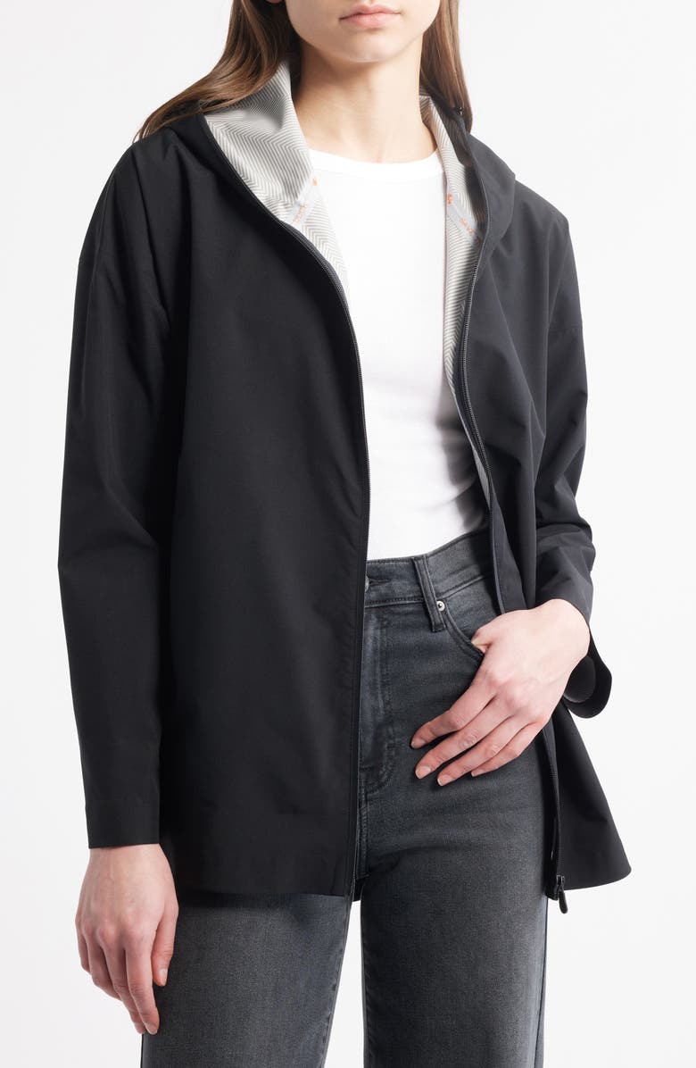 Save The Duck Dawa Water Repellent Hooded Rain Jacket, Alternate, color, Black