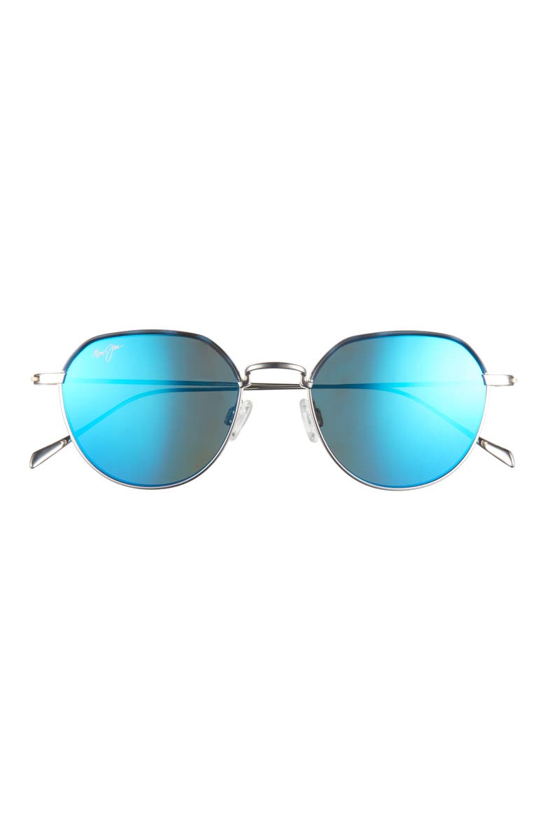50mm Round Fashion Polarized Sunglasses, Main, color, SILVER SILVER BLUE