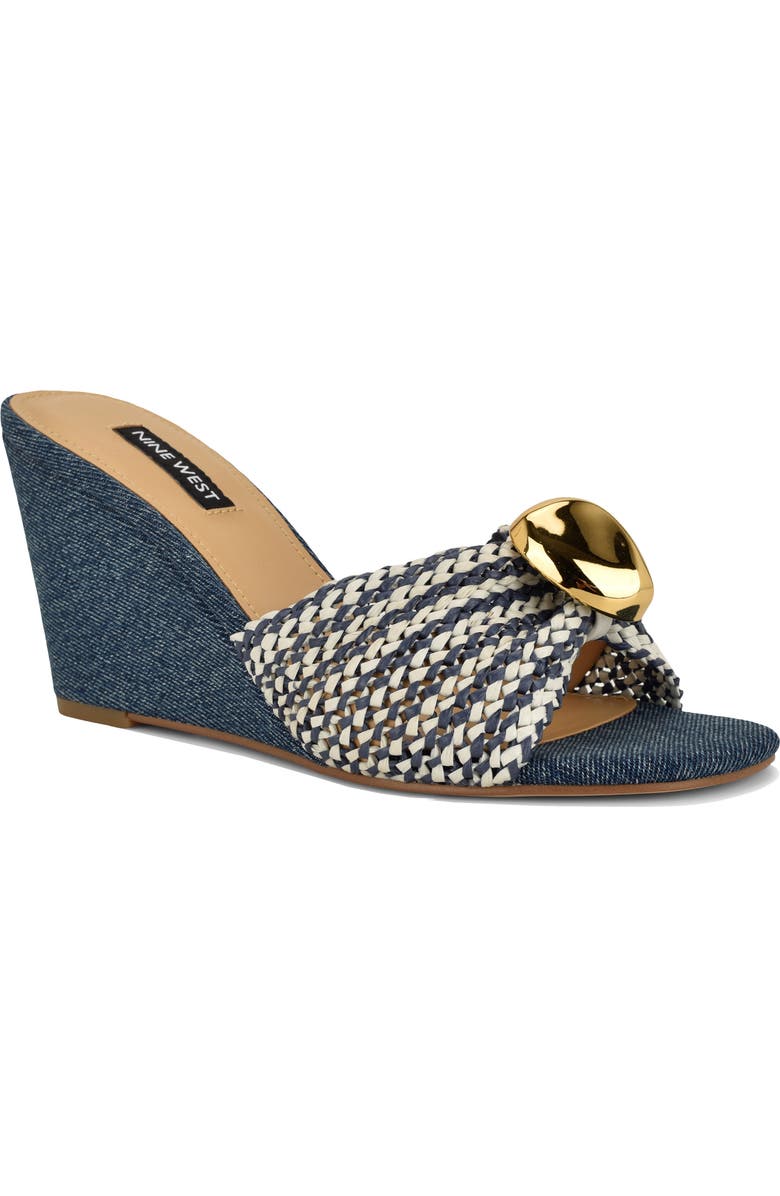 Nine West Nessla Wedge Sandal, Main, color, Medium Blue