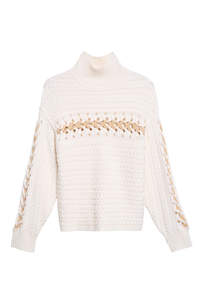 Nina Merino Wool Sweater, Alternate, color, IVORY CABLE