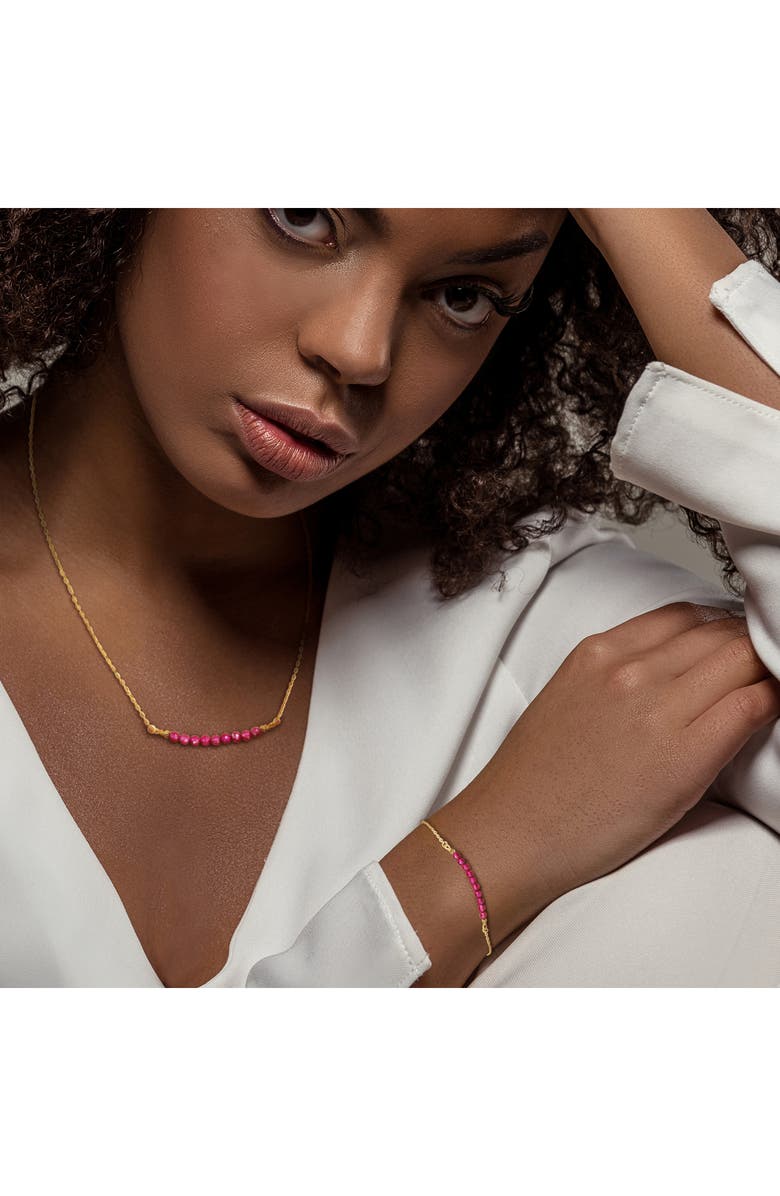 DELMAR Beaded Created Ruby Bracelet & Necklace Set, Alternate, color, Red