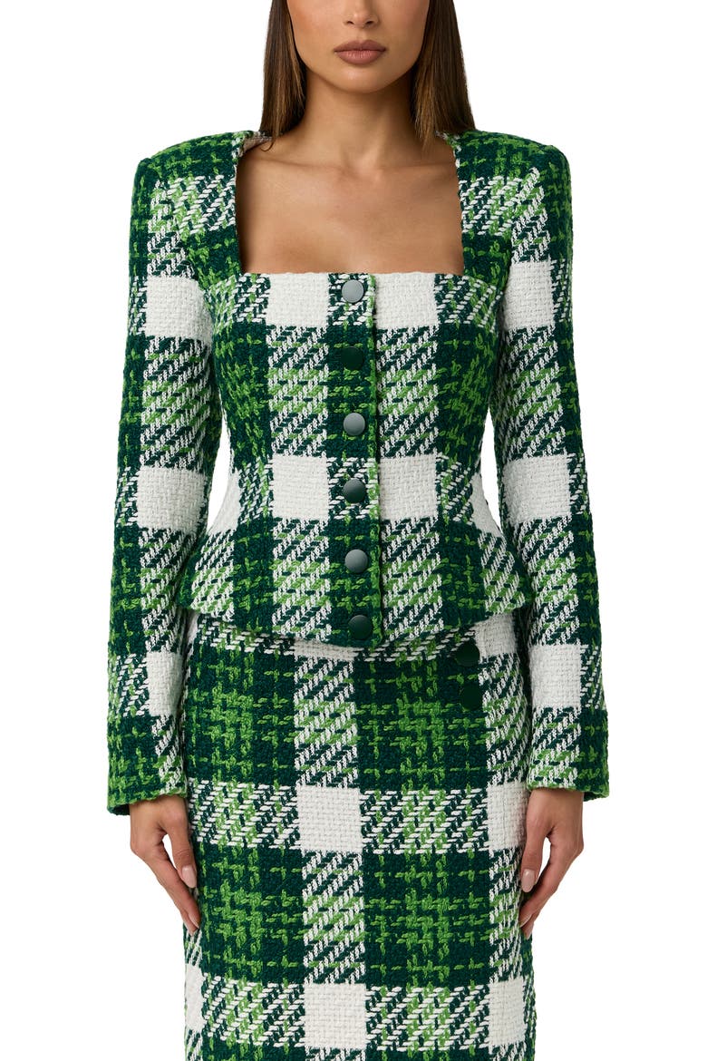 Plaid Boucle Peplum Blazer, Main, color, PALAZZO PLAID