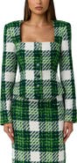 Naked Wardrobe Plaid Boucle Peplum Blazer