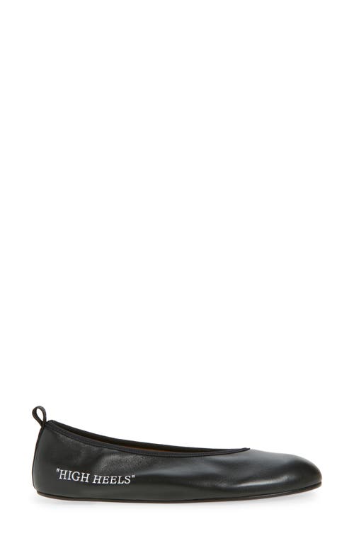 Off-white Round Toe Leather Ballerina Shoes In Black