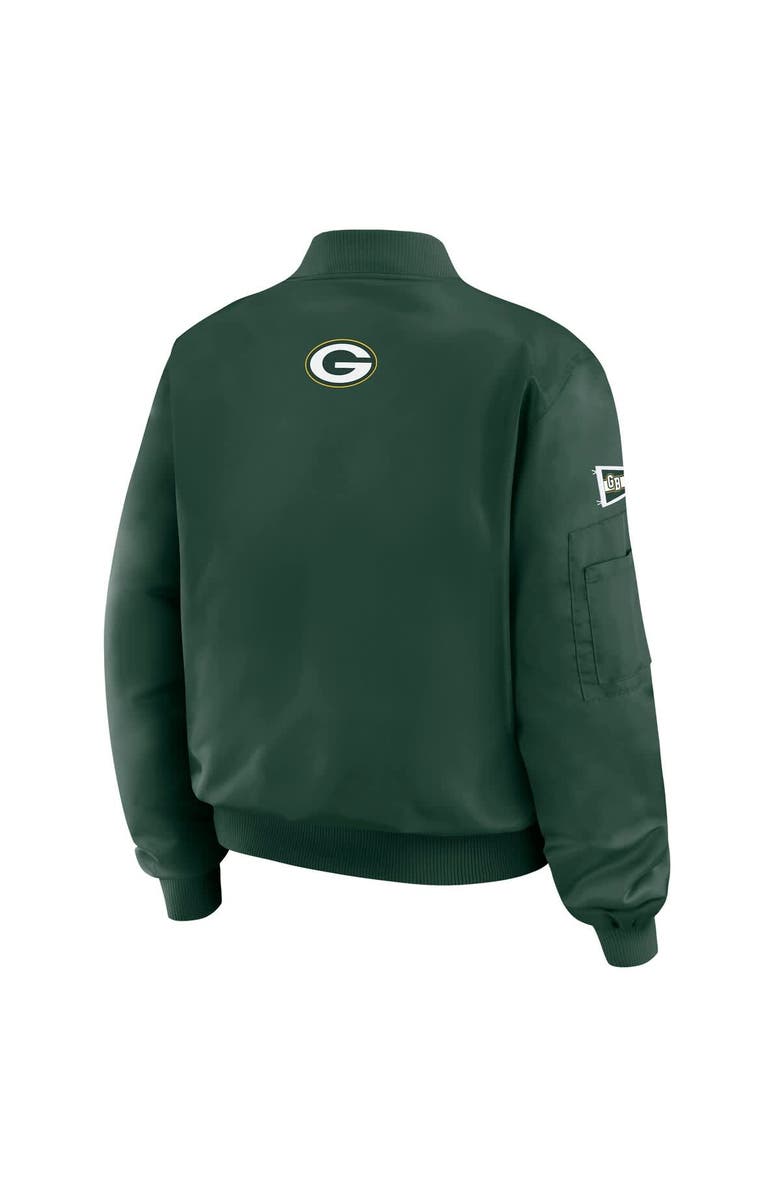 WEAR by Erin Andrews Women's WEAR by Erin Andrews Green Green Bay Packers Patch Full-Zip Bomber Jacket, Alternate, color, Green