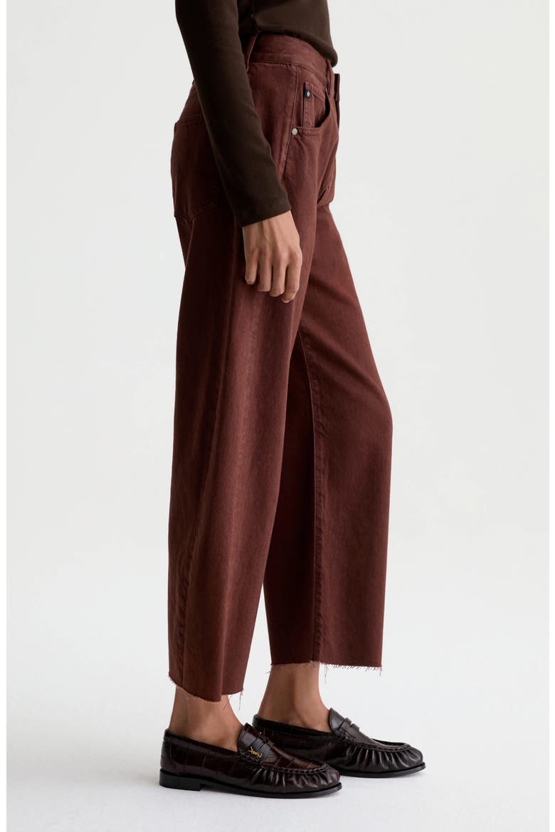 Hattie Raw Hem High Waist Crop Barrel Jeans, Alternate, color, CHESTNUT