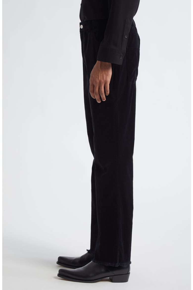 Frayed Hem Velvet Bootcut Pants, Alternate, color, BLACK