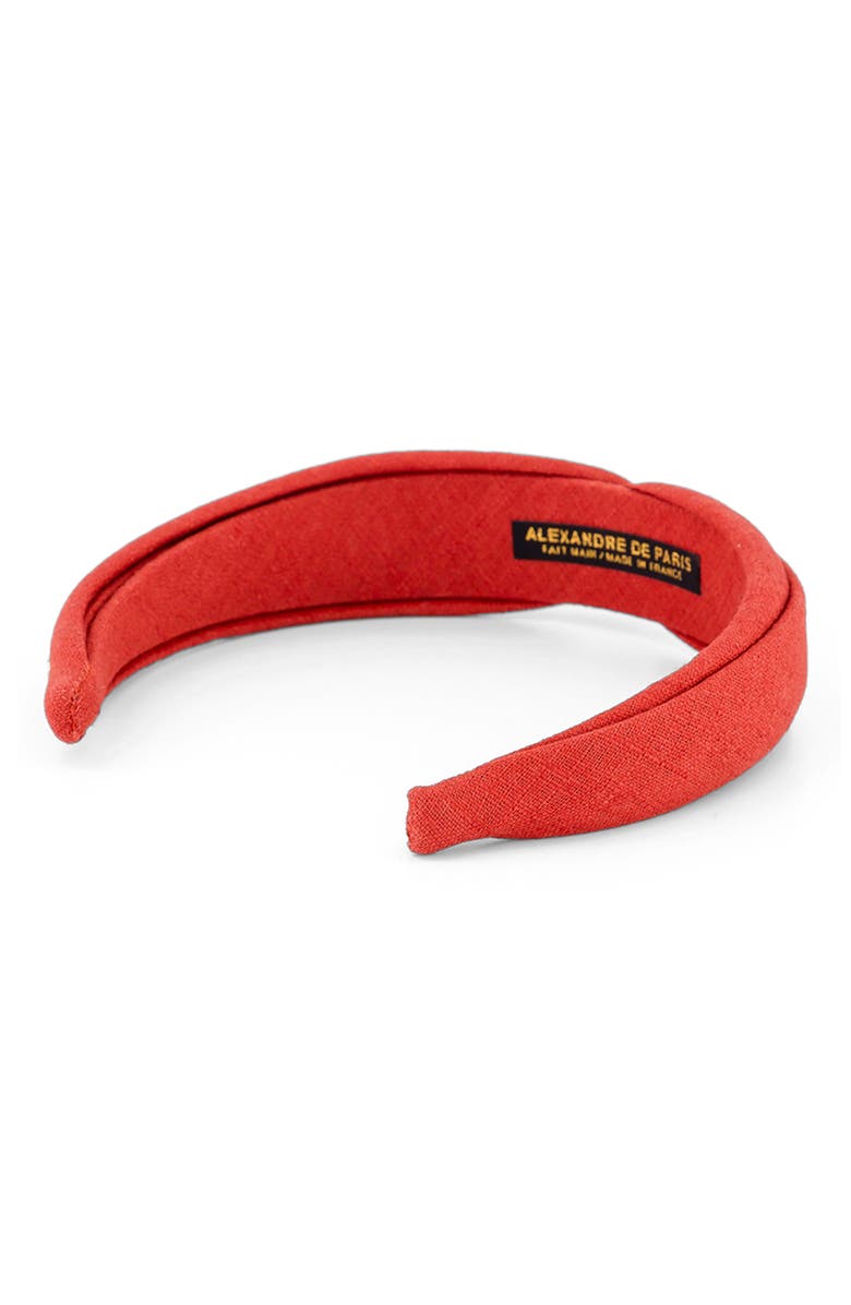 Alexandre de Paris Saharienne Linen Headband, Alternate, color, Blood Orange