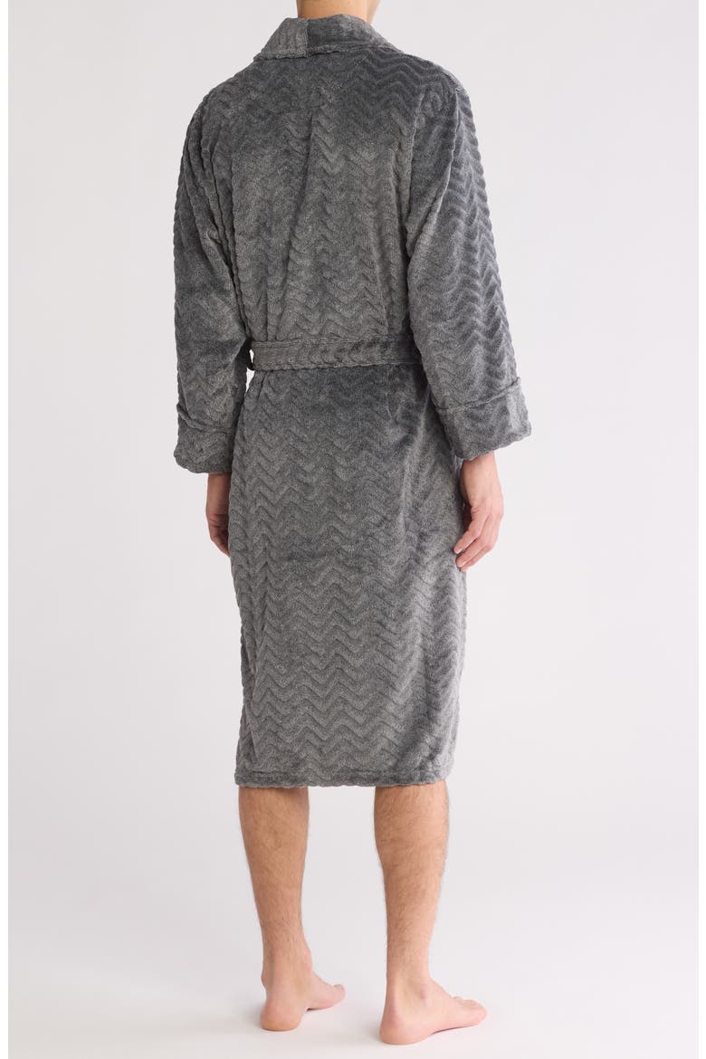 Chevron Heather Plush Robe, Alternate, color, CHARCOAL