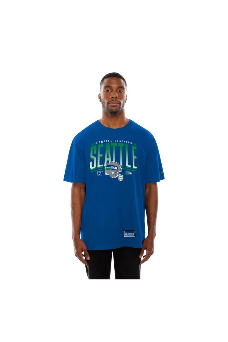 Men's New Era  College Navy Seattle Seahawks Combine Authentic Training Throwback T-Shirt, Alternate, color, College Navy