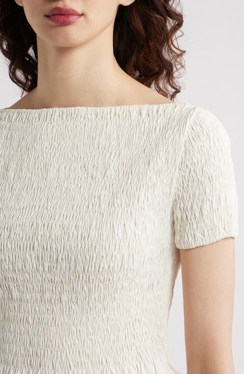 Faithfull the Brand Deboni Smocked Cotton Minidress, Alternate, color, White