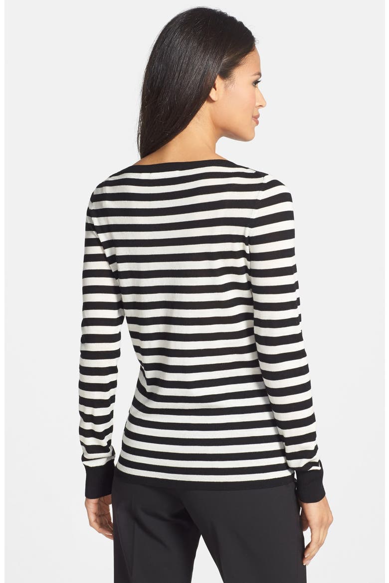 Stripe Wool Sweater, Alternate, color, BLACK/ WHITE STRIPE