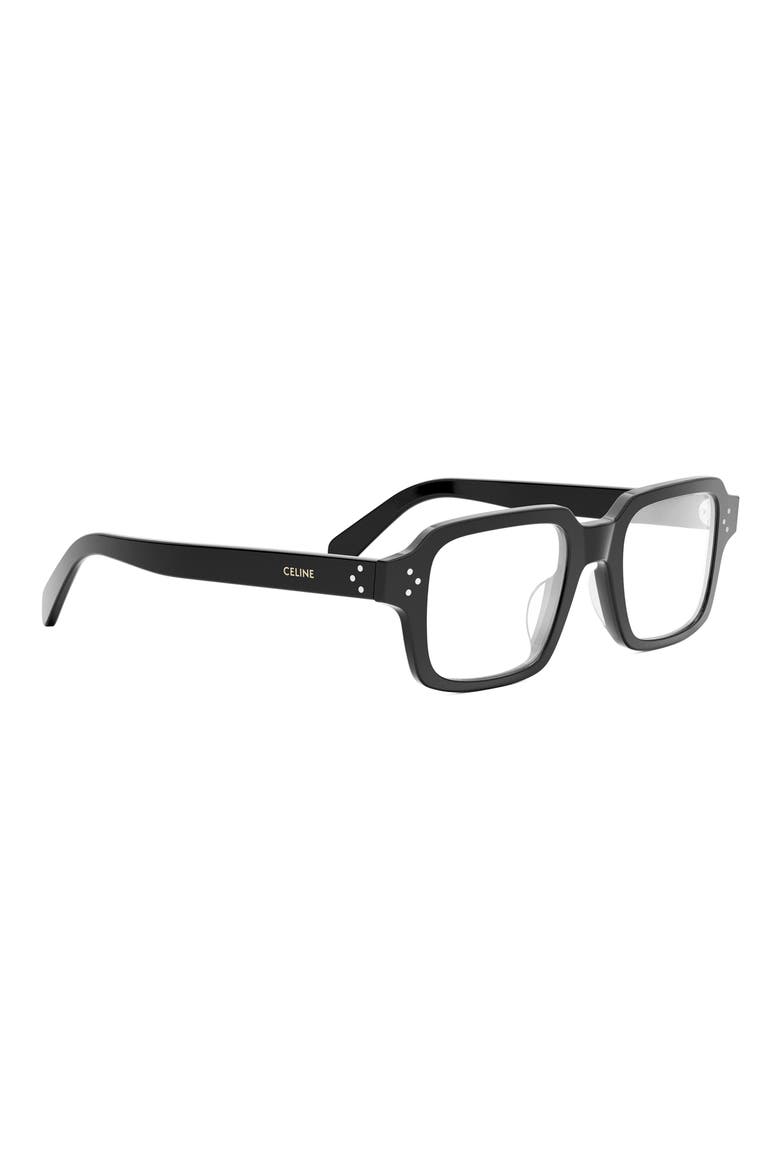 Bold 3 Dots 49mm Small Rectangular Optical Sunglasses, Alternate, color, SHINY BLACK