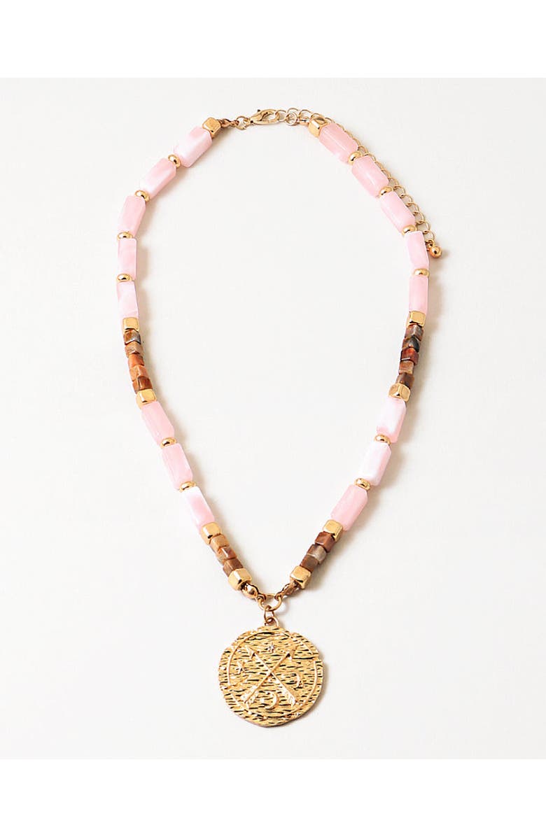 Erin McDermott Jewelry Golden Hour Girl Necklace, Main, color, Pink