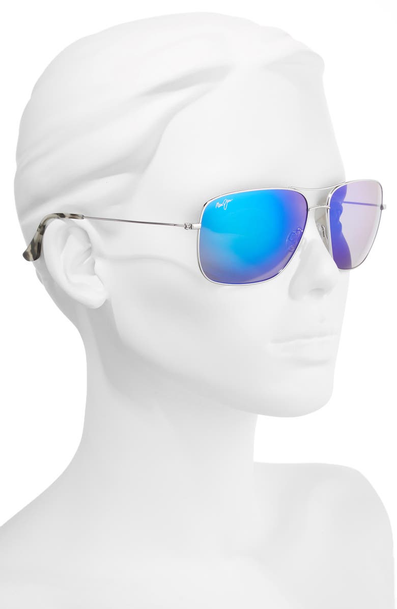 Maui Jim Cook Pines 63mm Polarized Titanium Aviator Sunglasses, Alternate, color, 